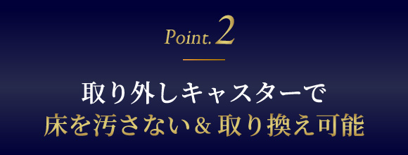 取り外しキャスターで床を汚さない&取り替え可能