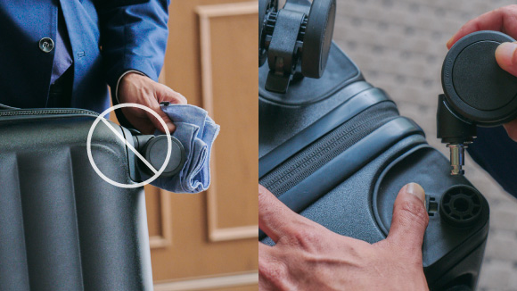 取り外しキャスターで床を汚さない&取り替え可能