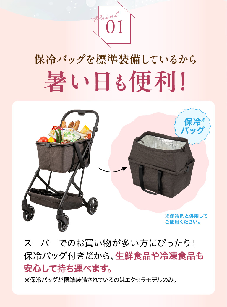 Point01 保冷バッグを標準装備しているから暑い日も便利！