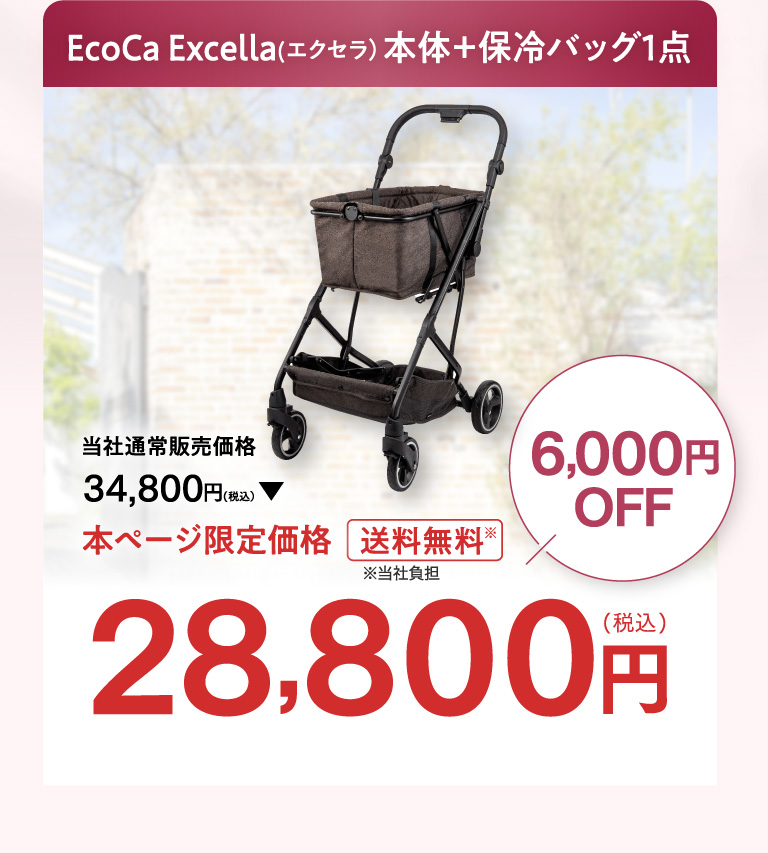 Ecoca Excella(エクセラ）本体＋保冷バッグ１点 28,800円　本ページ限定価格 送料無料6,000円OFF