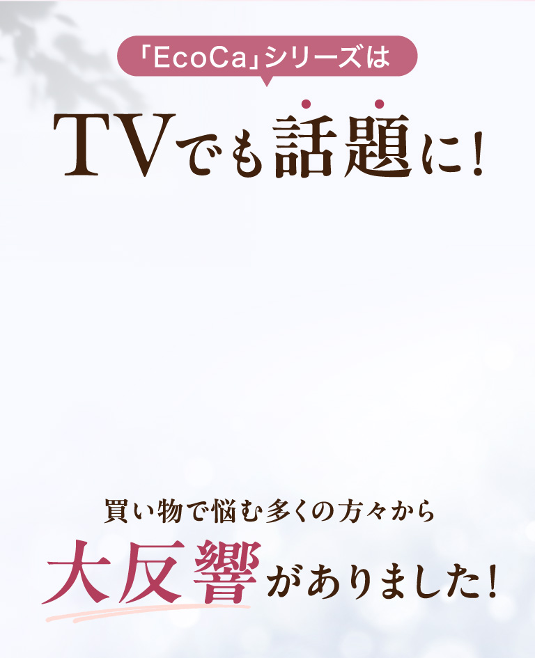 EcoCaシリーズをご紹介はTVでも話題に　お買い物で悩む多くの方々から大反響がありました！