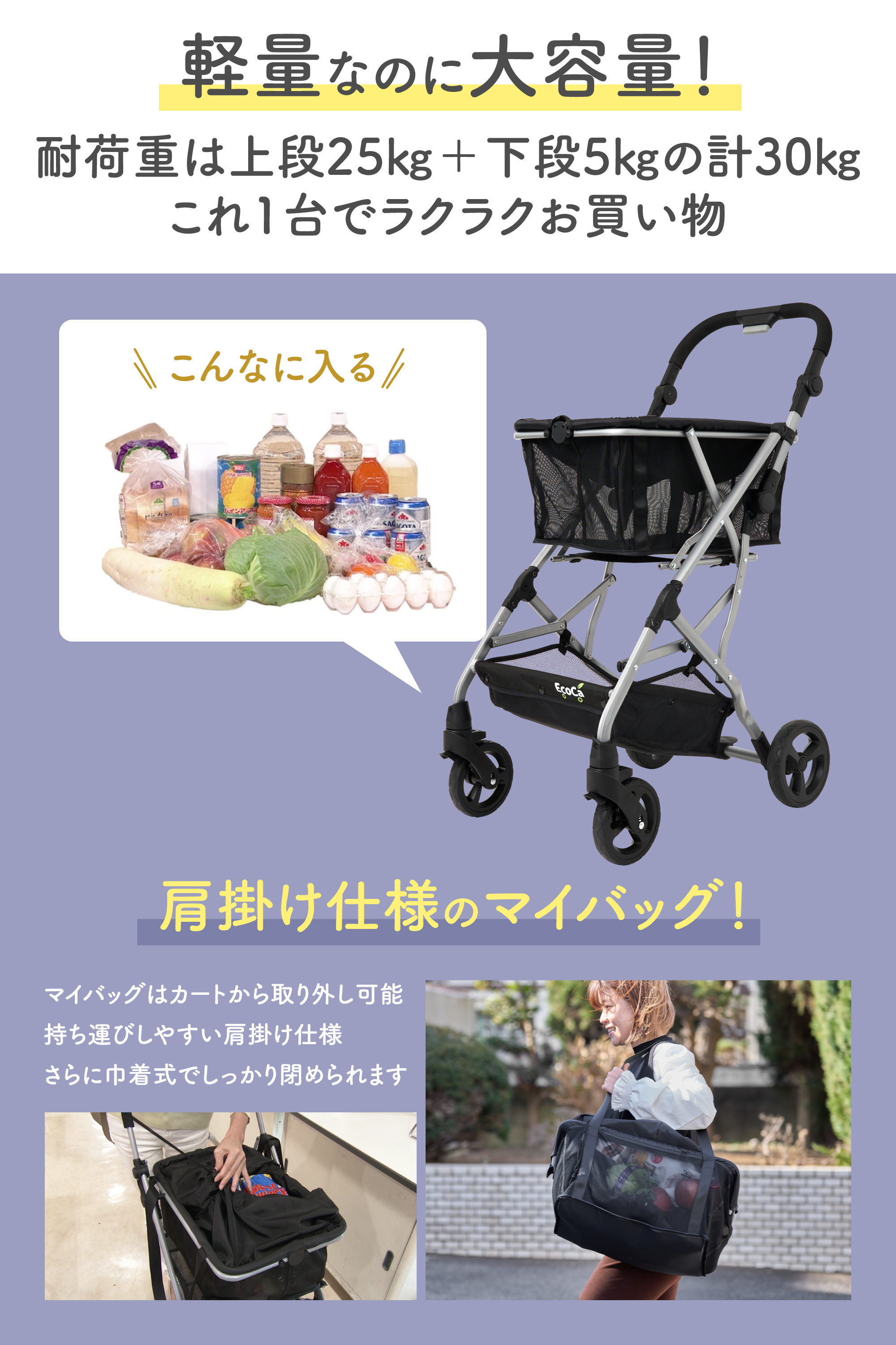 未使用品 ECOCA エコカ ショッピングカート マイバッグセット